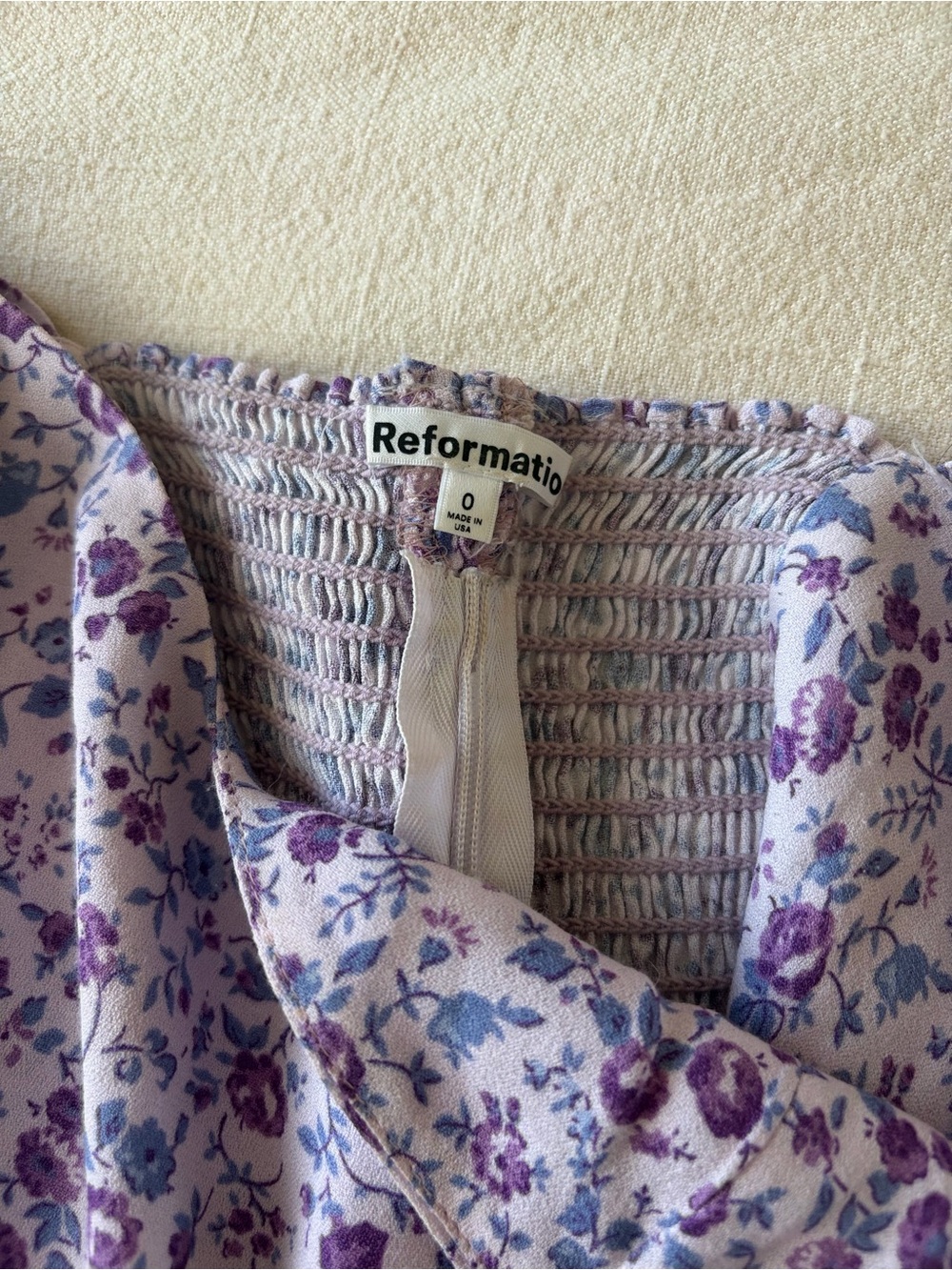 Reformation | Floral Lavender Square Neck  Tank Top - Picture 3 of 3